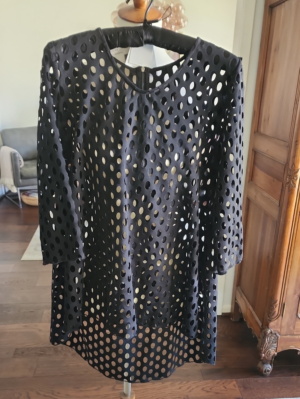 Black Laser-Cut Shift Top
